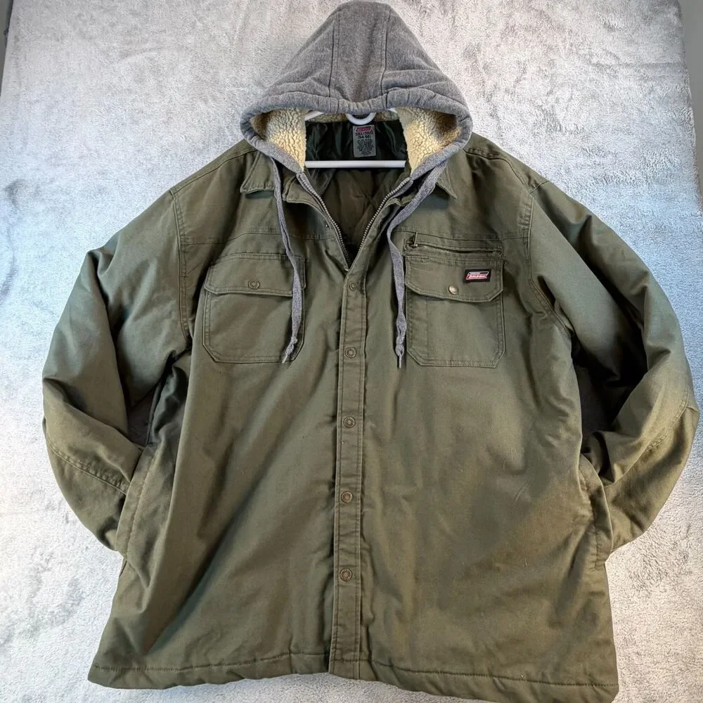 Dickies Hooded Work Jacket Mens 3XL Olive Insulated